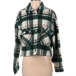 Zara Plaid Green Button Jacket
